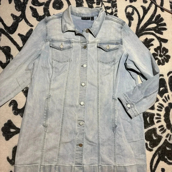 Susan Graver Regular light blue denim long Jean‎ jacket women’s size XLP - Picture 1 of 7
